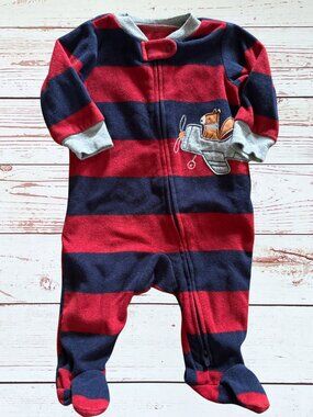 Carter’s Baby Boy 3 Month Red and Blue Striped Flying Squirrel Print Footie